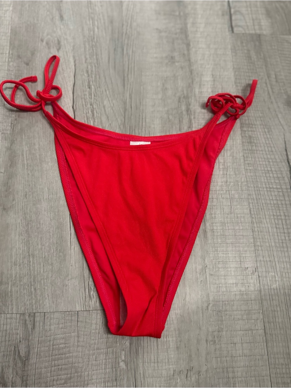 wild fable Bright Red Ribbed Tie-Side Bikini Bottom